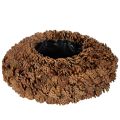 Floristik24 Pyöreä käpyruukku istutusastiaksi, 38 cm; pyöreä käpyruukku, luonnonruskea, tehty kävyistä, 38 cm x 14 cm
