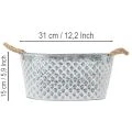Suuri soikea sinkkikulho, 31 cm x 20 cm, korkeus 15 cm | Floristik24.fi