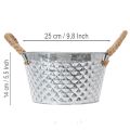 Pyöreä sinkkikulho köysikahvoilla Ø25cm K14cm | Floristik24.fi