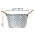 Pyöreä sinkkikulho köysikahvoilla Ø28cm K16cm | Floristik24.fi