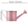 Koristeellinen kastelukannu, pinkki metallinen istutusastia, Ø13,5cm, korkeus12,5cm | Floristik24.fi