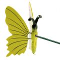 Floristik24 Perhonen kepissä 17cm keltainen