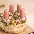 Kynttilänjalka valkoinen antiikki Ø7cm K12cm 4kpl | Floristik24.fi
