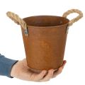 Metallinen ruukku kahvoilla, yrttiruukku, ruostekoristelu Ø16,5cm K15cm | Floristik24.fi