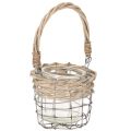 Floristik24 Tuikkukynttiläkuppi, lasia, metallia, pajua, Ø10,5 cm, 3 kpl
